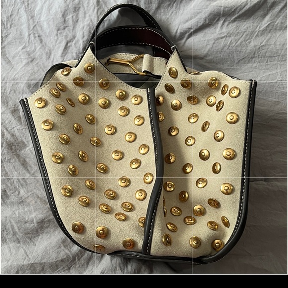 Tory Burch Beige and Gold Studded Tote - Picture 3 of 11